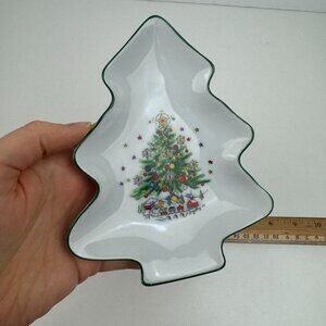 Vtg Christmas Eve Tree Shaped Dish Salem Brand Porcelain Fine China Holiday
